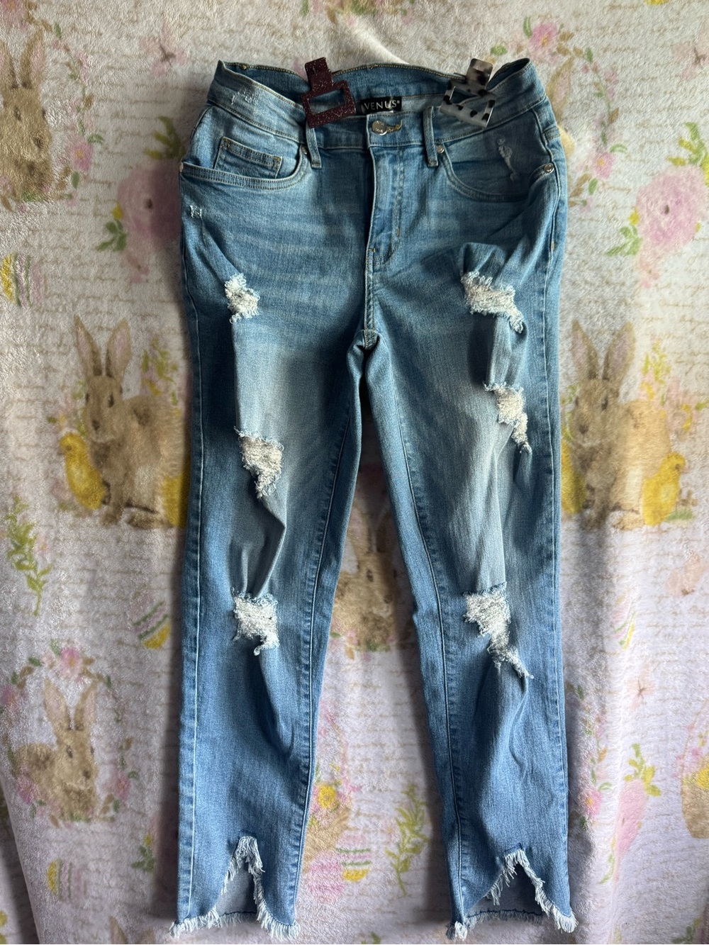 VENUS Light Blue Ripped Skinny Jeans
